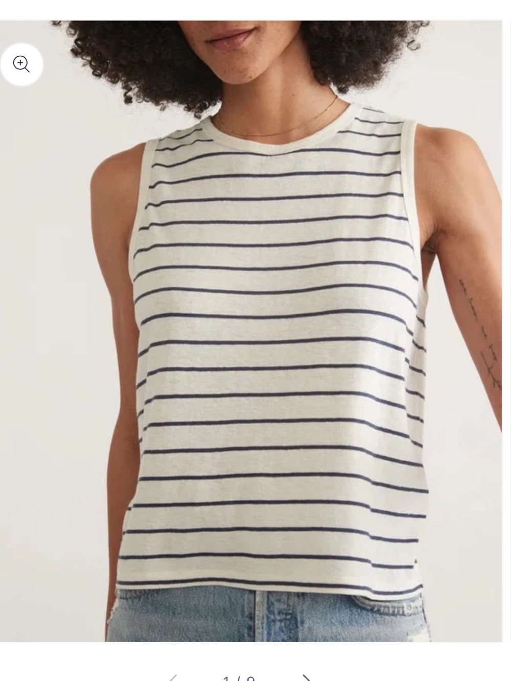 Marine Layer Cotton/Hemp Black and ivory  Striped Muscle Tank